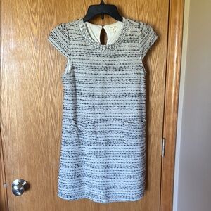 Monteau Blue Gray Sheath Dress with Flutter Cap Sleeves